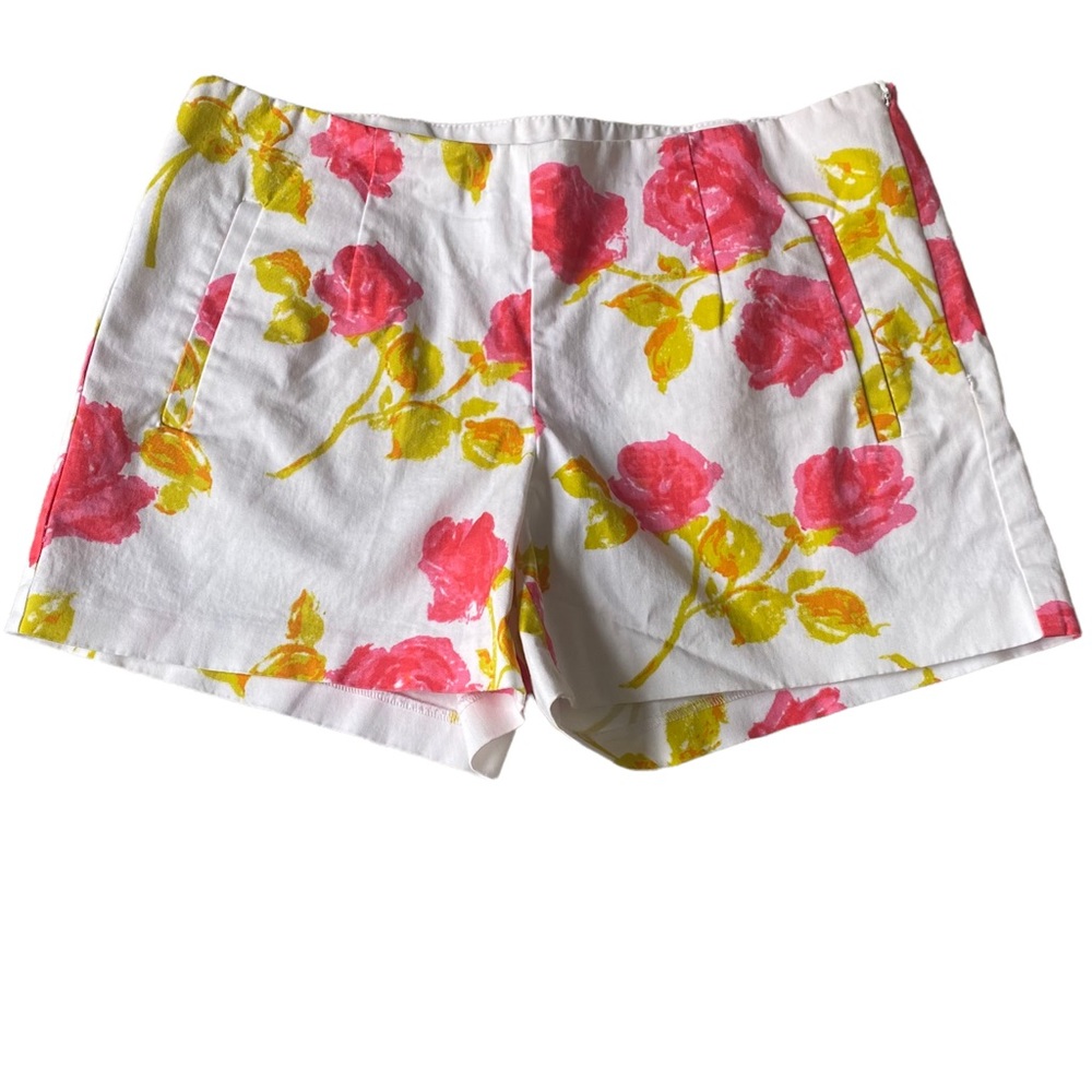 Ann Taylor Pink and Green Floral White Shorts